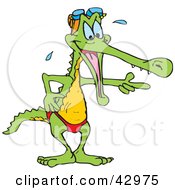 Clipart Illustration Of A Laughing Crocodile In Swim Shorts by Dennis Holmes Designs