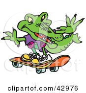 Poster, Art Print Of Green Croc Skateboarding