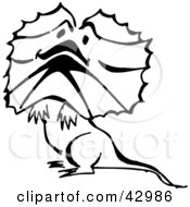 Poster, Art Print Of Black And White Cute Frill Lizard