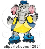 Poster, Art Print Of Happy Elephant Character Roller Blading