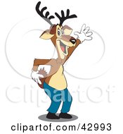 Clipart Illustration Of A Friendly Reindeer Waving