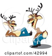 Clipart Illustration Of Two Laughing Reindeer