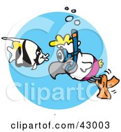 Clipart Illustration Of A Snorkeling Cockatoo Watching A Fish by Dennis Holmes Designs