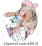 Clipart Illustration Of An Echidna Cutting An Ant Out Of A Piece Of Paper by Dennis Holmes Designs