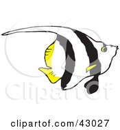 Clipart Illustration Of A Swimming Fish With White Black And Yellow Markings