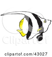 Poster, Art Print Of Swimming Fish With White Black And Yellow Markings