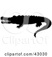 Clipart Illustration Of A Black Crocodile Silhouette