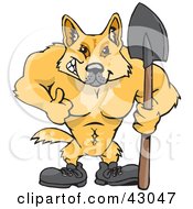 Clipart Illustration Of A Dingo Digger Holding A Shovel by Dennis Holmes Designs #COLLC43047-0087