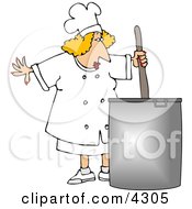 Female Chef Stirring A Pot Of Soup