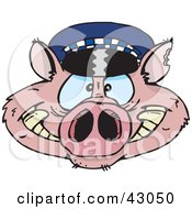 Clipart Illustration Of A Police Cop Pig Face by Dennis Holmes Designs