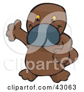 Cute Brown Platypus Waving