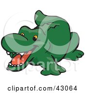 Clipart Illustration Of A Cute And Happy Green Crocodile by Dennis Holmes Designs