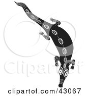 Clipart Illustration Of A Black And White Aboriginal Crocodile Design by Dennis Holmes Designs