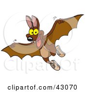 Clipart Illustration Of A Cute Flying Brown Bat