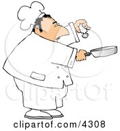 Male Chef Holding A Salt Shaker And A Skillet Clipart
