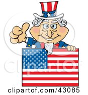 Poster, Art Print Of Uncle Sam Giving The Thumbs Up And Standing Behind A Flag