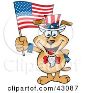Poster, Art Print Of Patriotic Uncle Sam Dog Waving An American Flag On Independence Day