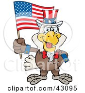 Patriotic Uncle Sam Bald Eagle Waving An American Flag On Independence Day