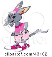 Clipart Illustration Of A Happy Bilby In Pink Clothes by Dennis Holmes Designs