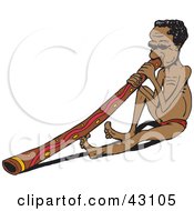 Clipart Illustration Of An Aboriginal Man Sitting And Playing A Didgeridoo by Dennis Holmes Designs