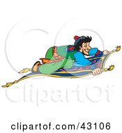 Clipart Illustration Of Aladdin Riding On A Magic Carpet by Dennis Holmes Designs