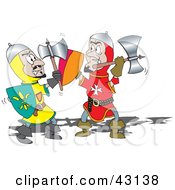 Poster, Art Print Of Battle Between Two Knights With Axes