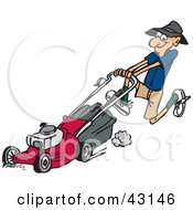 Poster, Art Print Of Hyper Man Running And Pushing A Red Lawn Mower