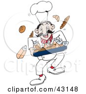 Poster, Art Print Of Happy Baker Running With Breads