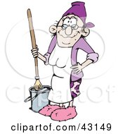Clipart Illustration Of A Senior Woman Mopping A Floor by Dennis Holmes Designs