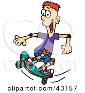 Poster, Art Print Of Skateboarding Red Haired Boy With Knee Pads