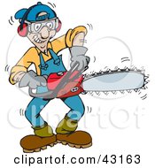 Poster, Art Print Of Tree Trimmer Starting Up His Chainsaw