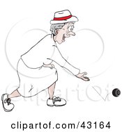 Clipart Illustration Of A Granny Playing Lawn Bowls by Dennis Holmes Designs