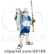 Poster, Art Print Of Proud Angler Holding Up His Catch