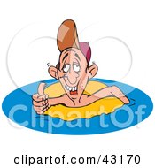 Clipart Illustration Of A Man Floating In An Inner Tube And Giving The Thumbs Up