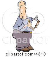 Male Manager Taking Notes With A Pencil And Clipboard Clipart
