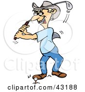 Clipart Illustration Of A Goofy Man Golfing by Dennis Holmes Designs
