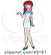 Clipart Illustration Of A Pretty Red Head Wearing An Apron With Paint Spatters by Dennis Holmes Designs