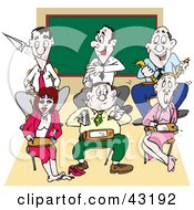 Clipart Illustration Of A Group Of Adults Acting Like Immature Children In A Class Room by Dennis Holmes Designs