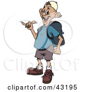 Poster, Art Print Of Cool Man Gesturing The Shaka Sign And Wearing A Backpack