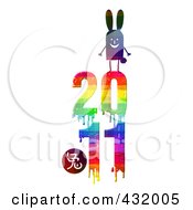 Rabbit On Top Of A Dripping Colorful 2011 For The Chinese Year Of The Rabbit
