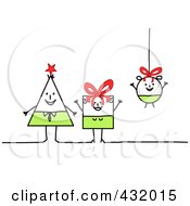 Poster, Art Print Of Triangle Square And Round Stick Family With Bows And A String