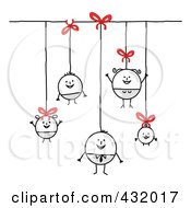 Poster, Art Print Of Round Stick Family Hanging From Strings And Bows