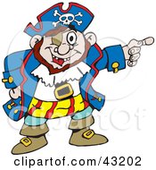 Clipart Illustration Of A Chubby Pirate Pointing Right