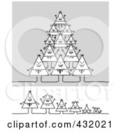 Digital Collage Of A Happy Triangle Family In A Pyramid And In A Row