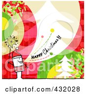 Stick Man Holding A Star And Shouting Happy Christmas On A Colorful Background