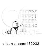 Poster, Art Print Of Blind Man With A Service Dog Reading Braille