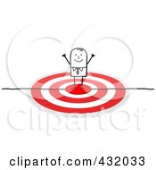 Royalty Free RF Clipart Illustration Of A Stick Businessman Standing In The Center Of A Target