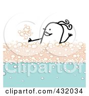 Royalty Free RF Clipart Illustration Of A Happy Stick Woman Bathing In A Bubbly Bath by NL shop