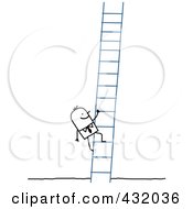 Stick Businessman Climbing A Ladder