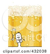 Poster, Art Print Of Stick Man Toasting With A Bubbly Champagne Background